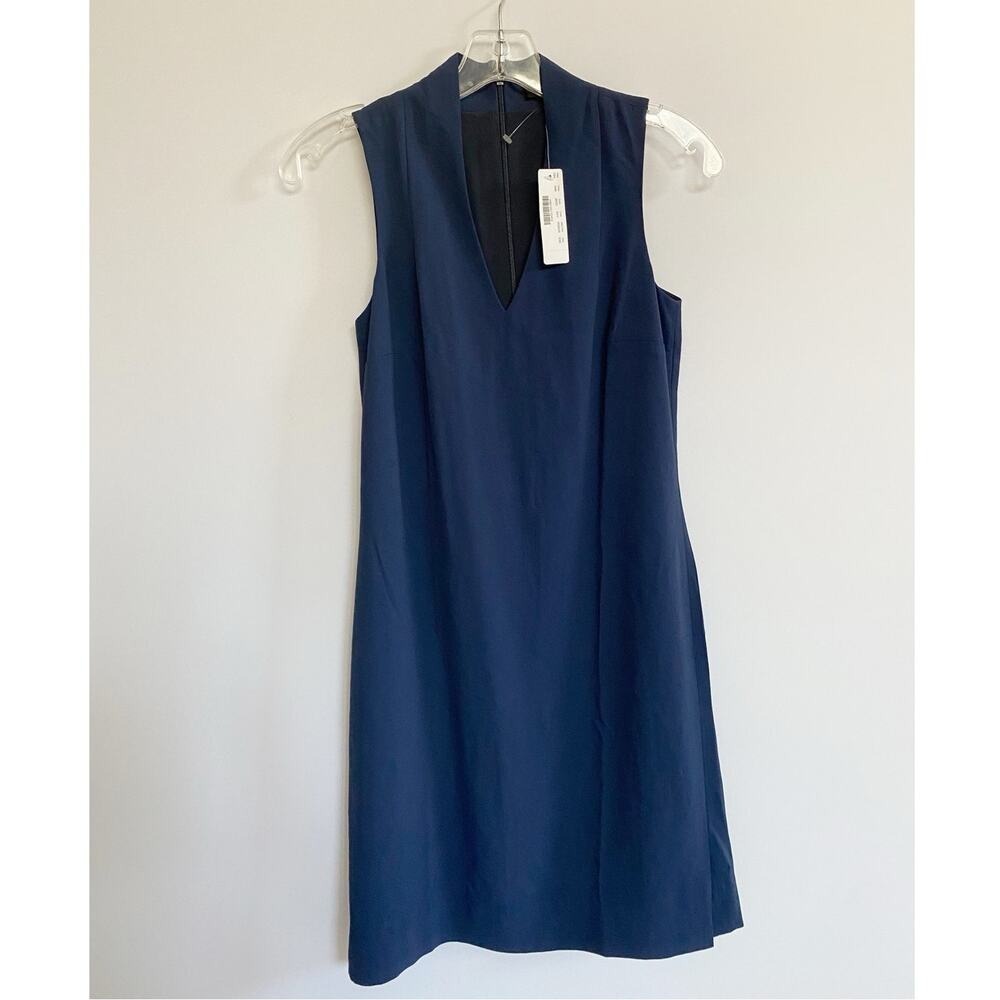 J.Crew Navy Blue Sleeveless Split Neck Shift Dress J8052 NEW XXS - Picture 3 of 13